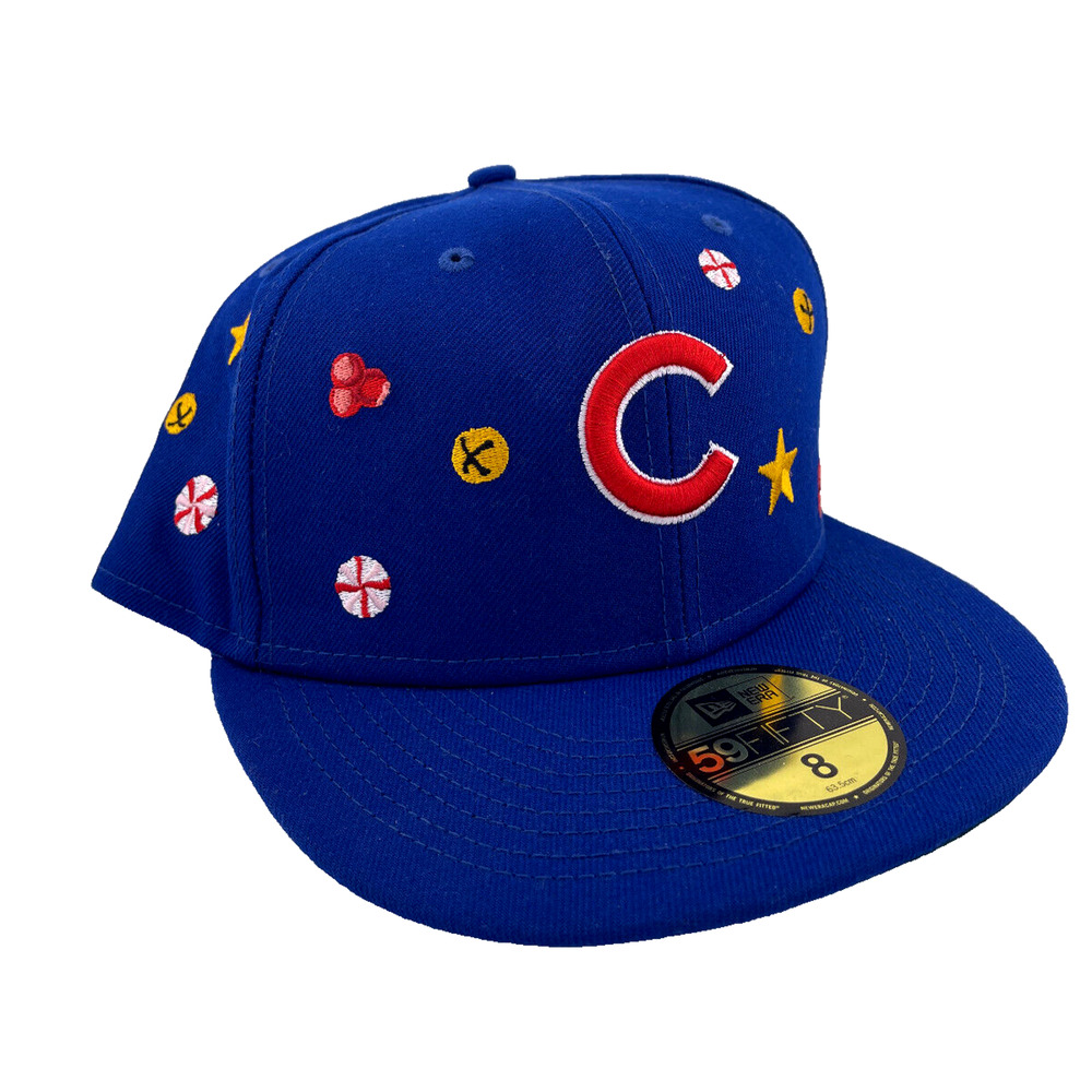 New‎ Era Chicago Cubs MLB Holly Navy Blue/Green UV 59FIFTY Fitted Hat Size 8